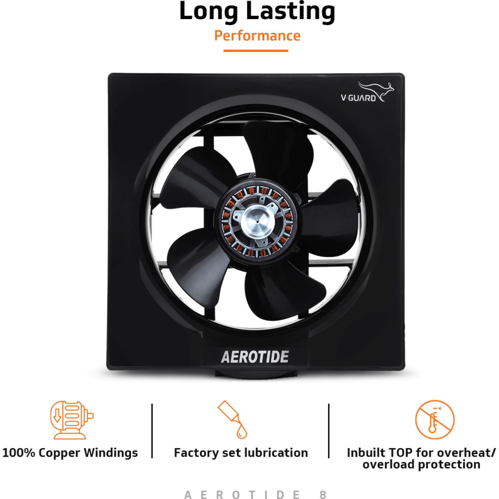 V-GUARD Aerotide 8 Inch 200mm Exhaust Fan (Powerful Copper Motor, Black) V-GUARD Aerotide 8 Inch 200mm Exhaust Fan (Powerful Copper Motor, Black)_6