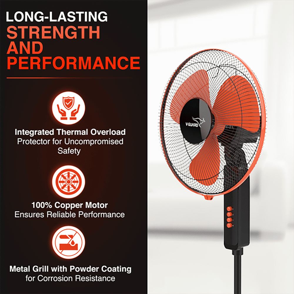 V-Guard Esfera STS Plus 400mm 3 Blade 2-in-1 Convertible Pedestal Fan (Powerful Copper Motor, Red & Black) V-Guard Esfera STS Plus 400mm 3 Blade 2-in-1 Convertible Pedestal Fan (Powerful Copper Motor, Red & Black)_6