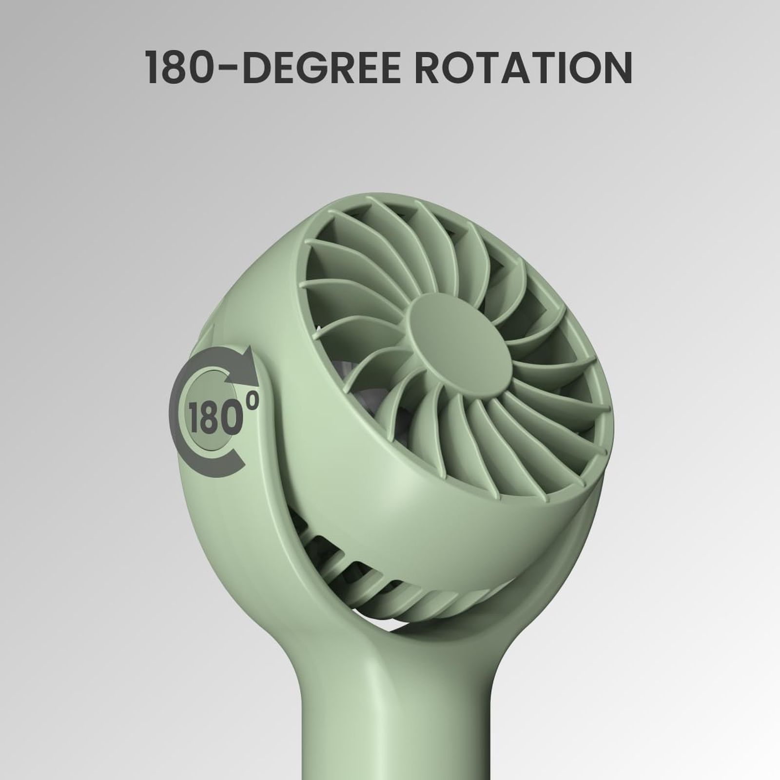 PORTRONICS Toofan Mini 7 Blade Rechargeable Personal Fan with 2000 mAh Battery (180 Degree Rotation, Green)_5