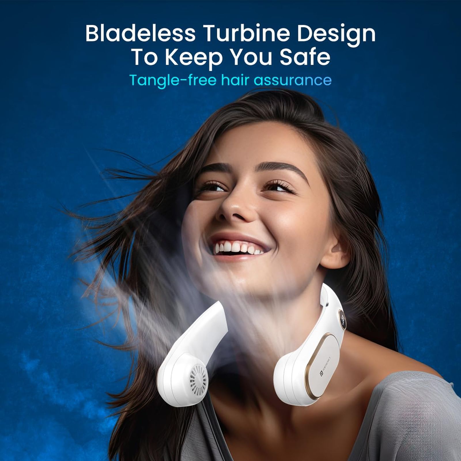 PORTRONICS Go Breeze Rechargeable Neck Fan with 2400 mAh Battery (Intelligent Digital Display, White) PORTRONICS Go Breeze Rechargeable Neck Fan with 2400 mAh Battery (Intelligent Digital Display, White)_2