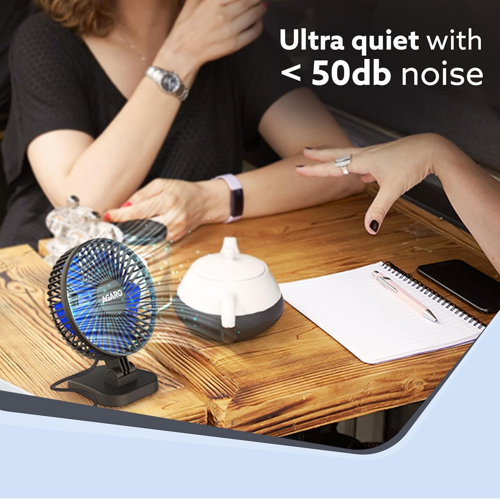 AGARO Breeze 3 Blade Rechargeable Personal Mini Fan (USB Powered, Black)_7
