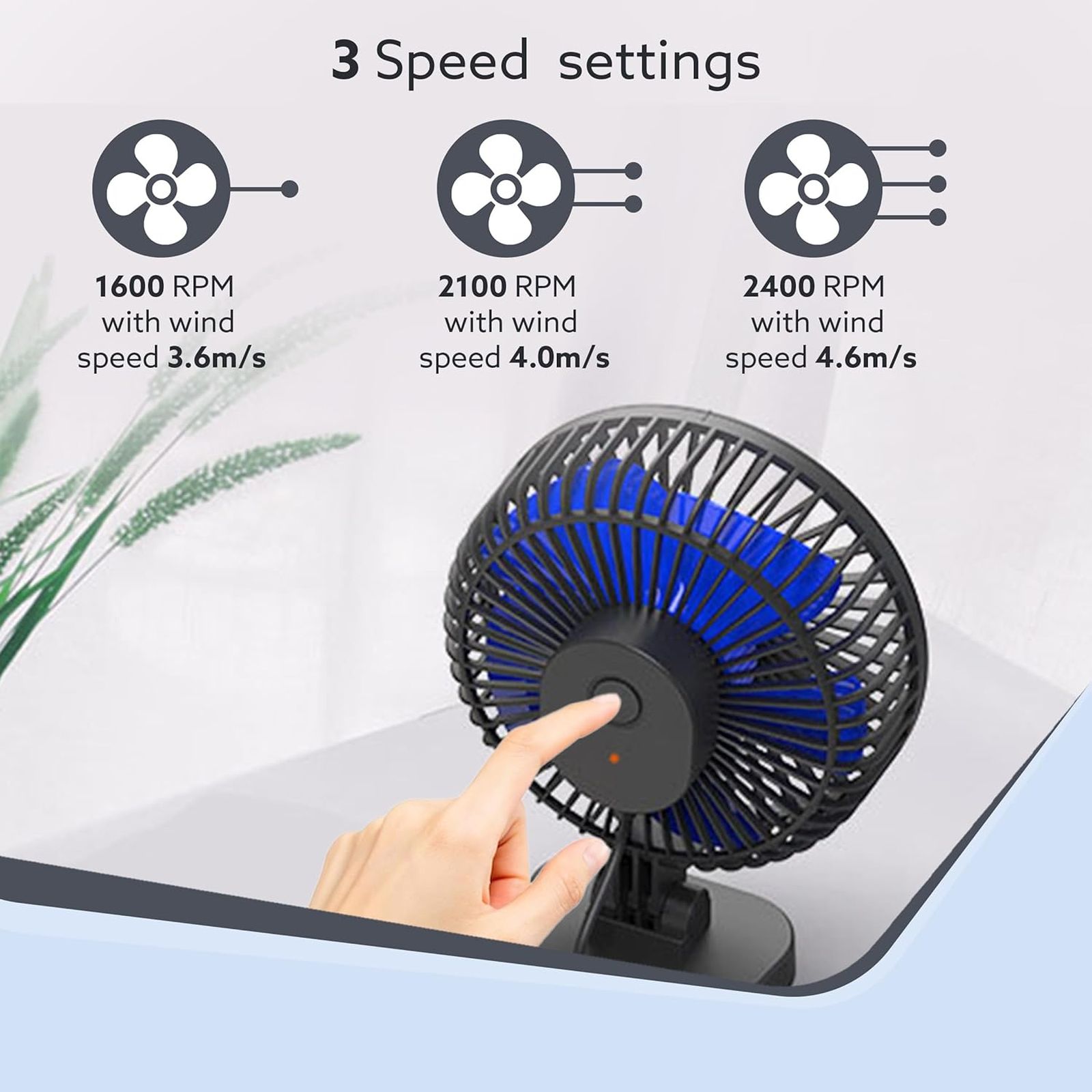 AGARO Breeze 3 Blade Rechargeable Personal Mini Fan (USB Powered, Black)_4
