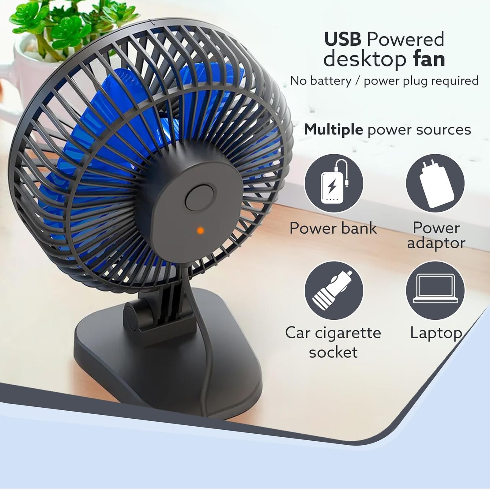 AGARO Breeze 3 Blade Rechargeable Personal Mini Fan (USB Powered, Black)_6