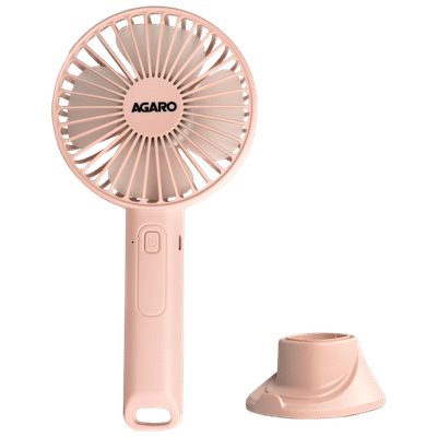 AGARO Elite 4 Blade Rechargeable Mini Fan with 2600 mAh Battery (Mobile Holder, Pink)