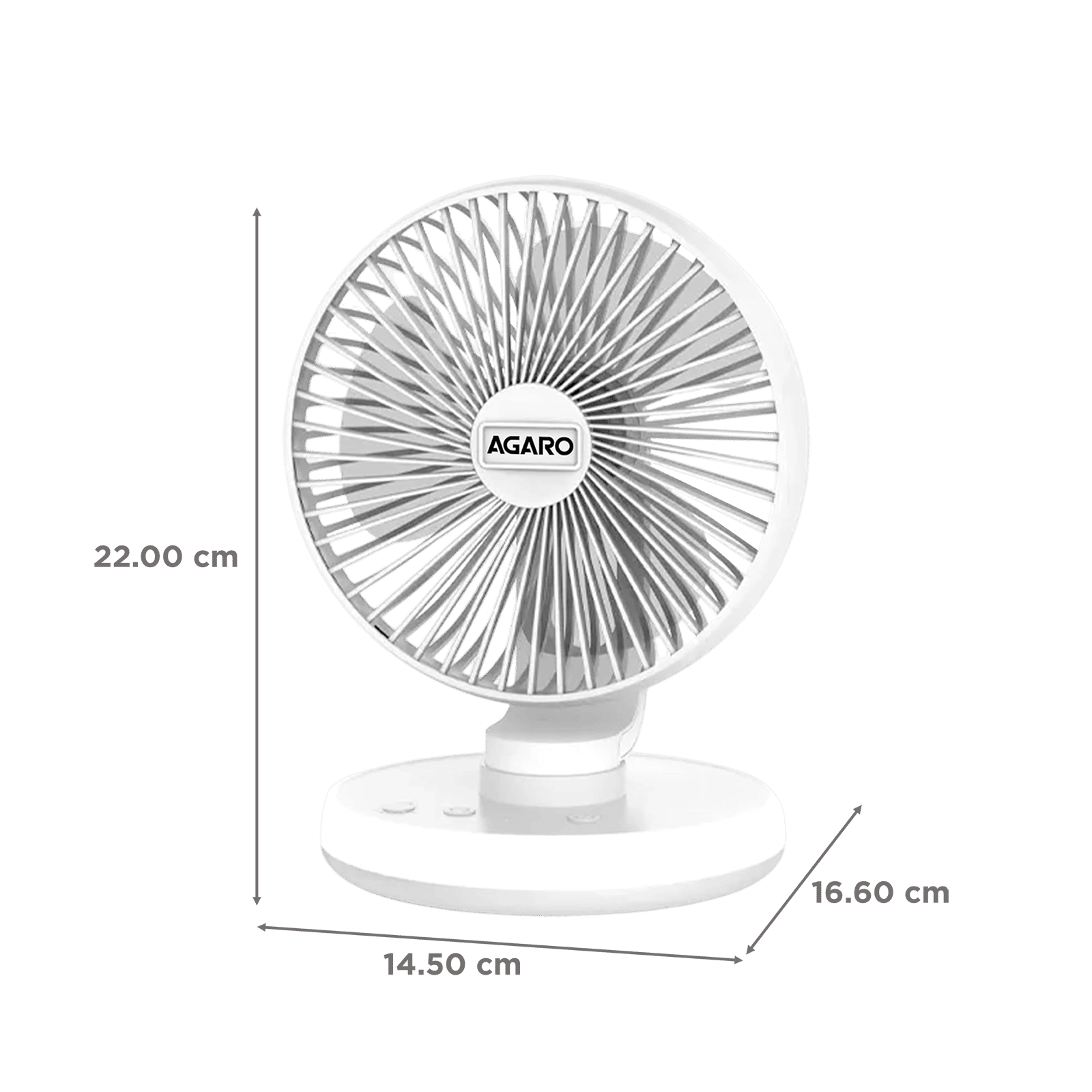 AGARO Alpha 3 Blade Rechargeable Personal Mini Fan (Copper Brushless Motor, White)_2