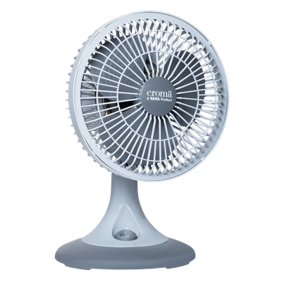 Croma 230mm 3 Blade Copper Motor Table Fan (3 Speed Control, Grey)