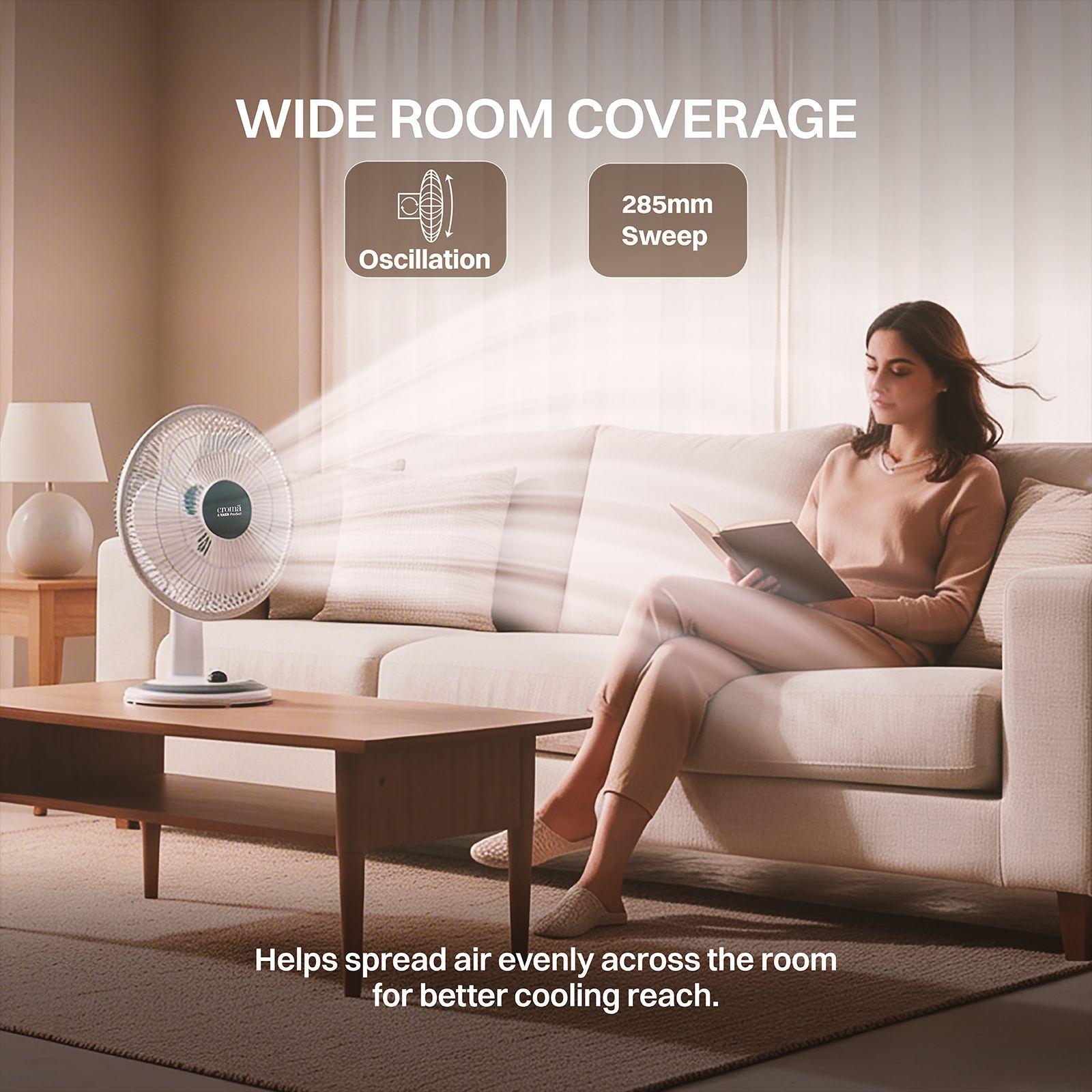 Croma 285mm 4 Blade Copper Motor Table Fan (3 Speed Control, White) Croma 285mm 4 Blade Copper Motor Table Fan (3 Speed Control, White)_6