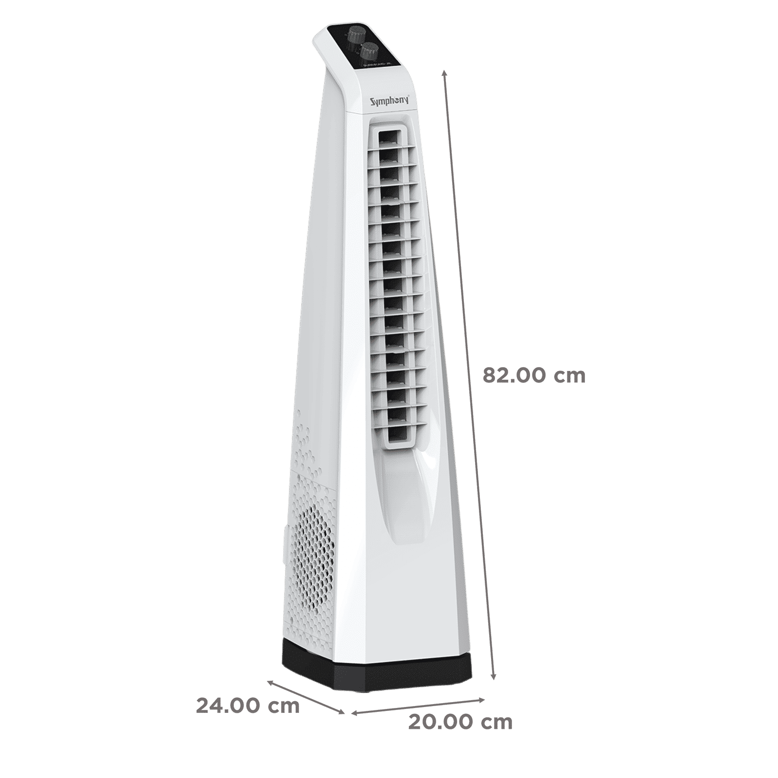 Symphony Surround JUNIOR Bladeless 20 ft Air Throw 650 m3/hr Air Delivery Tower Fan (Bladeless Turbo Throw Technology, White)_2
