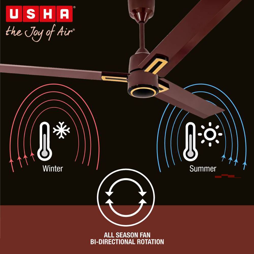 USHA AeroEdge Plus 5 Star 1200mm 3 Blade BLDC Motor Ceiling Fan with Remote (Whisper Quiet Technology, Brown)_8
