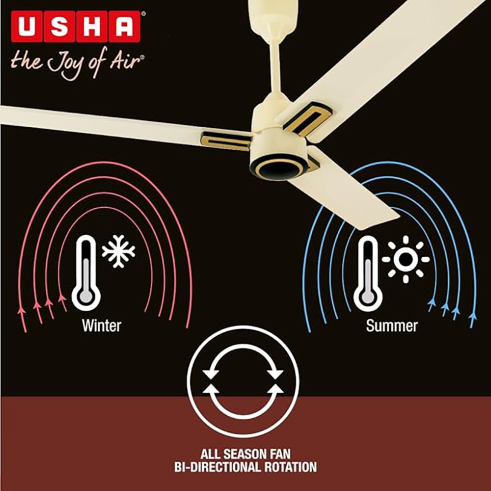 USHA AeroEdge Plus 5 Star 1200mm 3 Blade BLDC Motor Ceiling Fan with Remote (Whisper Quiet Technology, Ivory) USHA AeroEdge Plus 5 Star 1200mm 3 Blade BLDC Motor Ceiling Fan with Remote (Whisper Quiet Technology, Ivory)_8