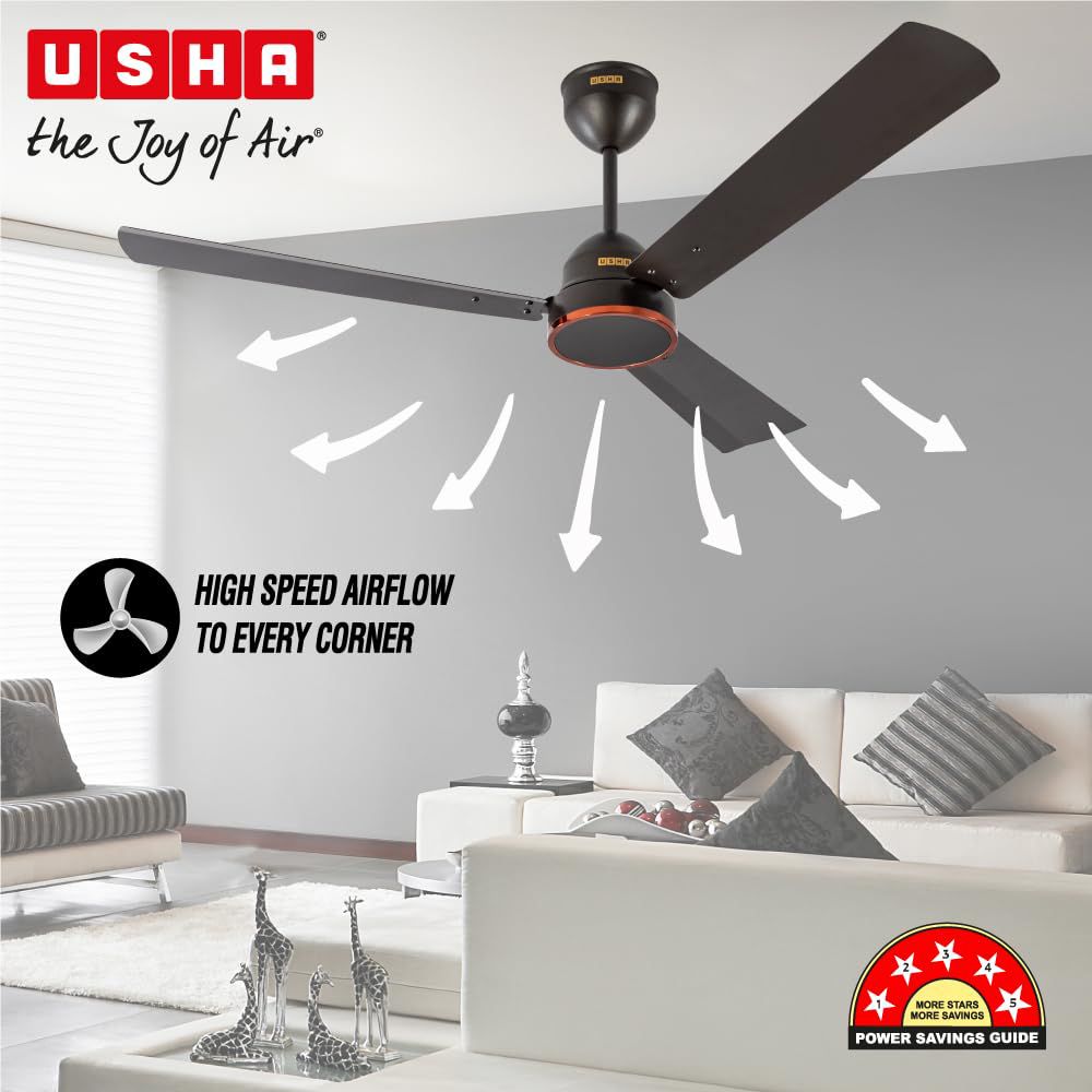USHA AeroEdge 5 Star 1200mm 3 Blade BLDC Motor Ceiling Fan with Remote (Whisper Quiet Technology, Smoke Brown) USHA AeroEdge 5 Star 1200mm 3 Blade BLDC Motor Ceiling Fan with Remote (Whisper Quiet Technology, Smoke Brown)_8