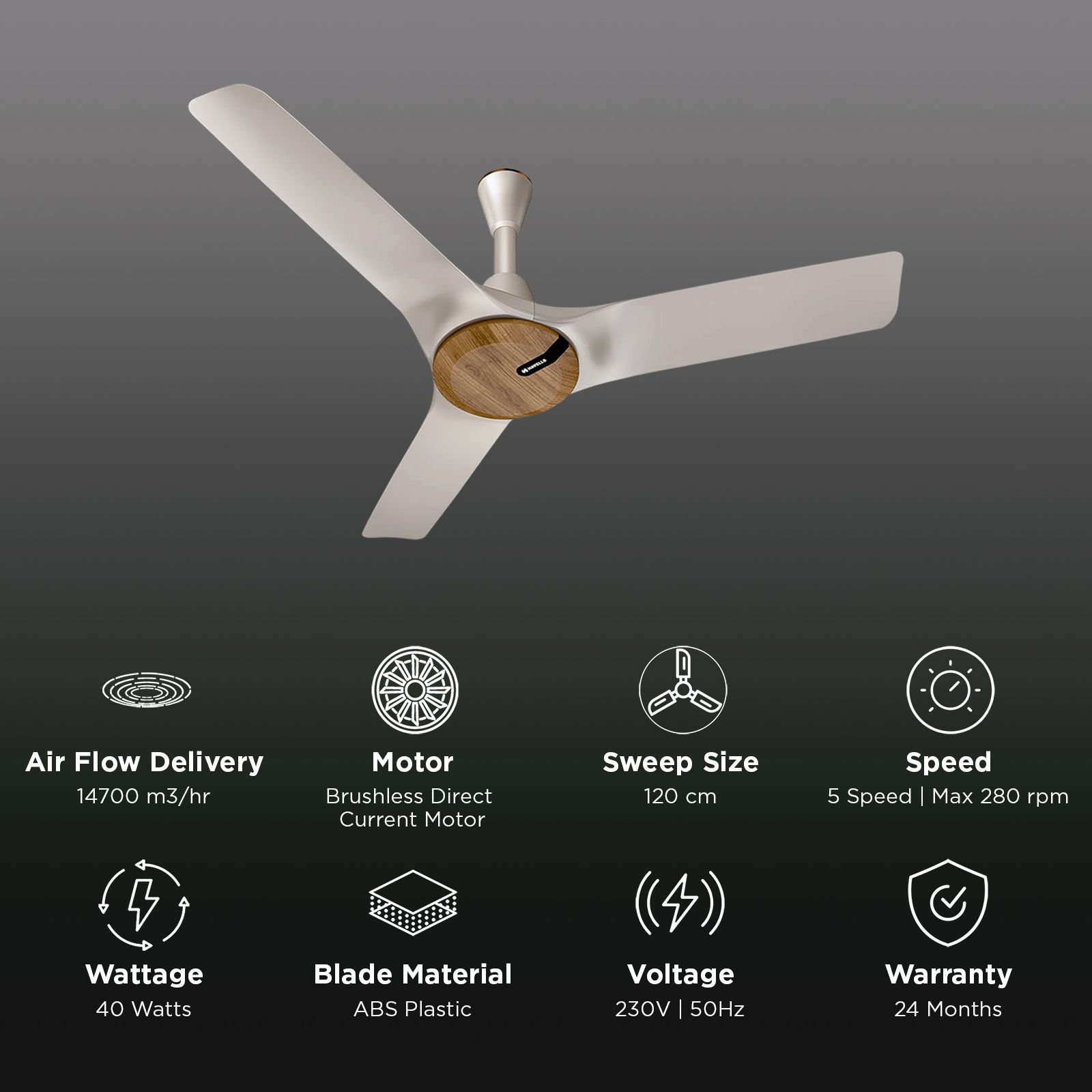 HAVELLS Stealth BLDC 5 Star 1200mm 3 Blade Permanent Magnet Motor Ceiling Fan with Remote (Aerodynamic Blades, White) HAVELLS Stealth BLDC 5 Star 1200mm 3 Blade Permanent Magnet Motor Ceiling Fan with Remote (Aerodynamic Blades, White)_2