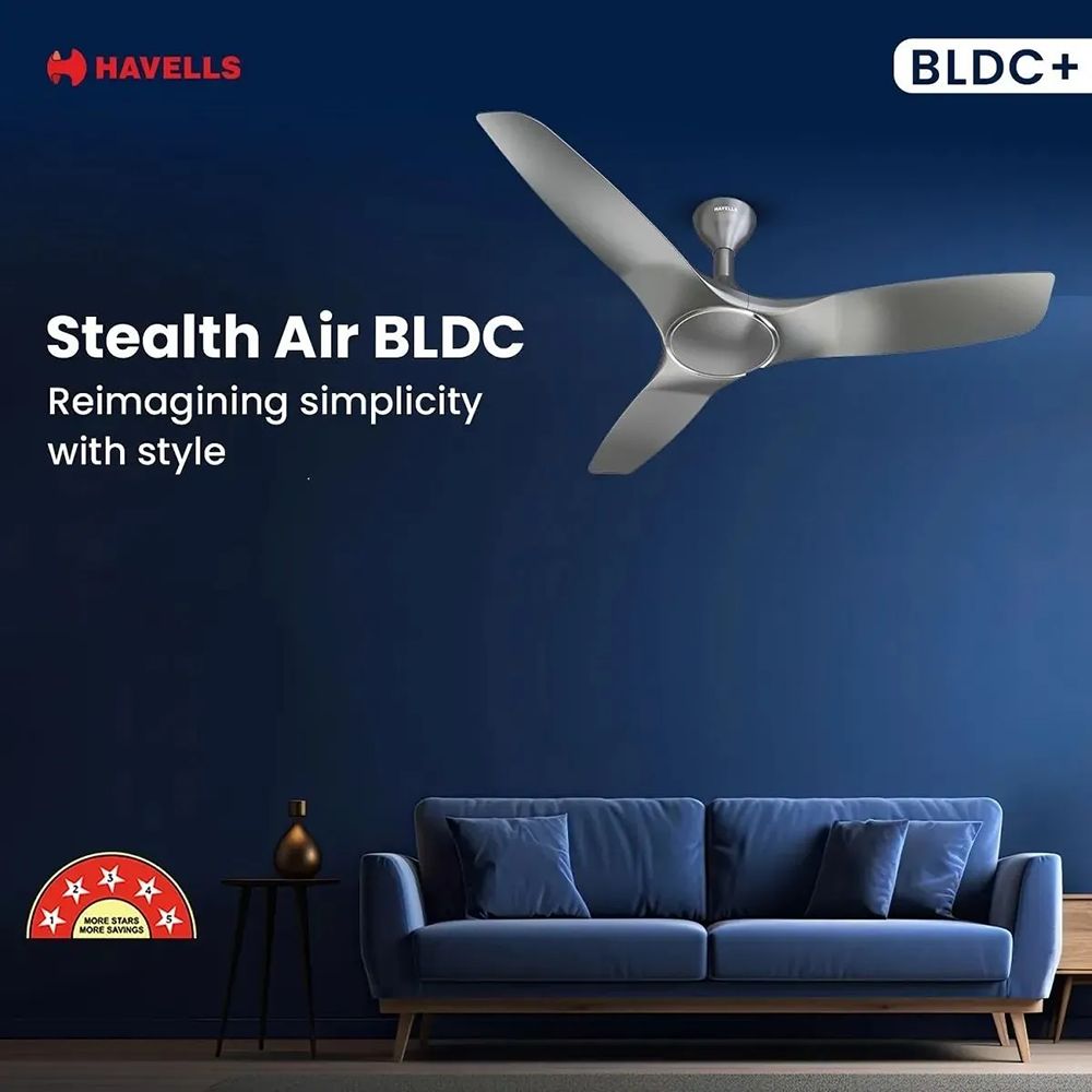 HAVELLS Stealth BLDC 5 Star 1200mm 3 Blade Permanent Magnet Motor Ceiling Fan with Remote (Aerodynamic Blades, Grey) HAVELLS Stealth BLDC 5 Star 1200mm 3 Blade Permanent Magnet Motor Ceiling Fan with Remote (Aerodynamic Blades, Grey)_5