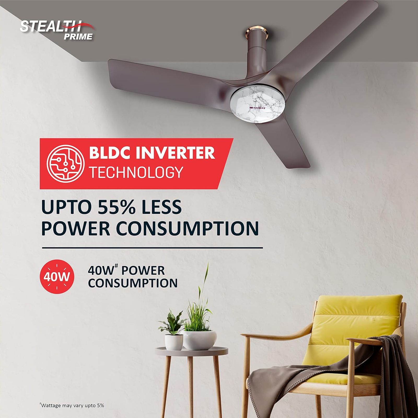 HAVELLS Stealth Prime 5 Star 1200mm 3 Blade BLDC Motor Ceiling Fan with Remote (Aerodynamic Blades, Marble Dusk) HAVELLS Stealth Prime 5 Star 1200mm 3 Blade BLDC Motor Ceiling Fan with Remote (Aerodynamic Blades, Marble Dusk)_8
