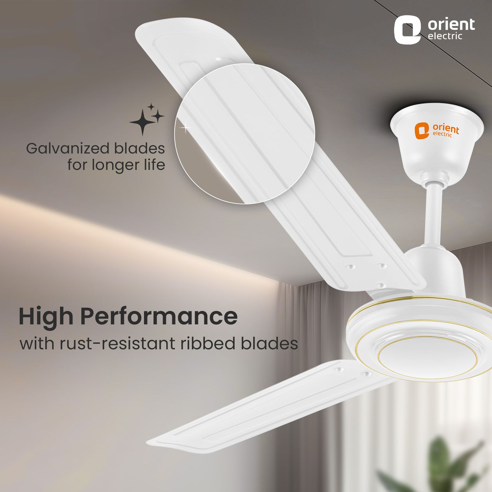 Orient APEX FX 1 Star 1200mm 3 Blade Double Ball Bearing Technology Ceiling Fan (Rust Resistant, White)_6