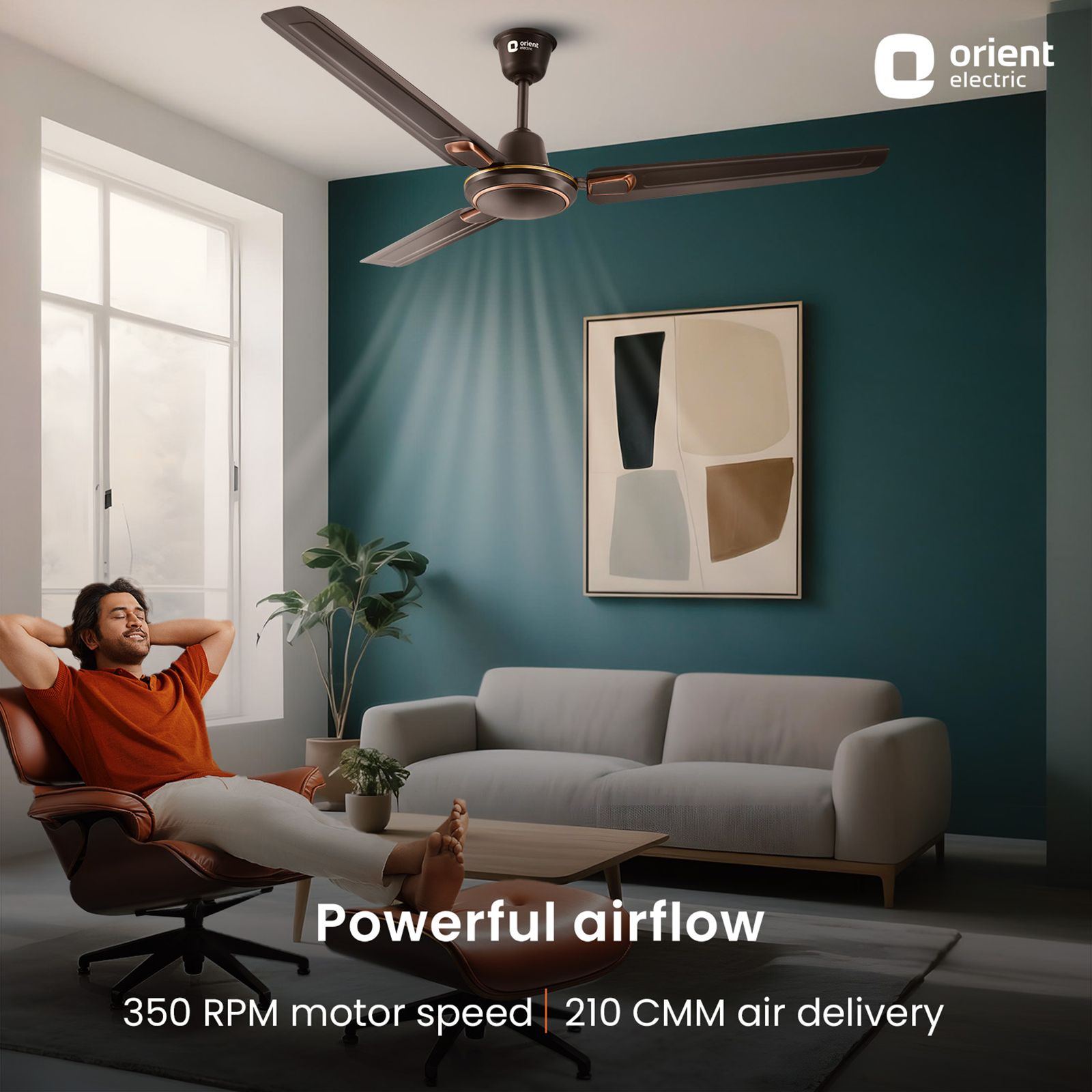 Orient Pacific Air Decor 1 Star 1200mm 3 Blade Copper Motor Ceiling Fan (Double Ball Bearing, Brown Bronze)_4