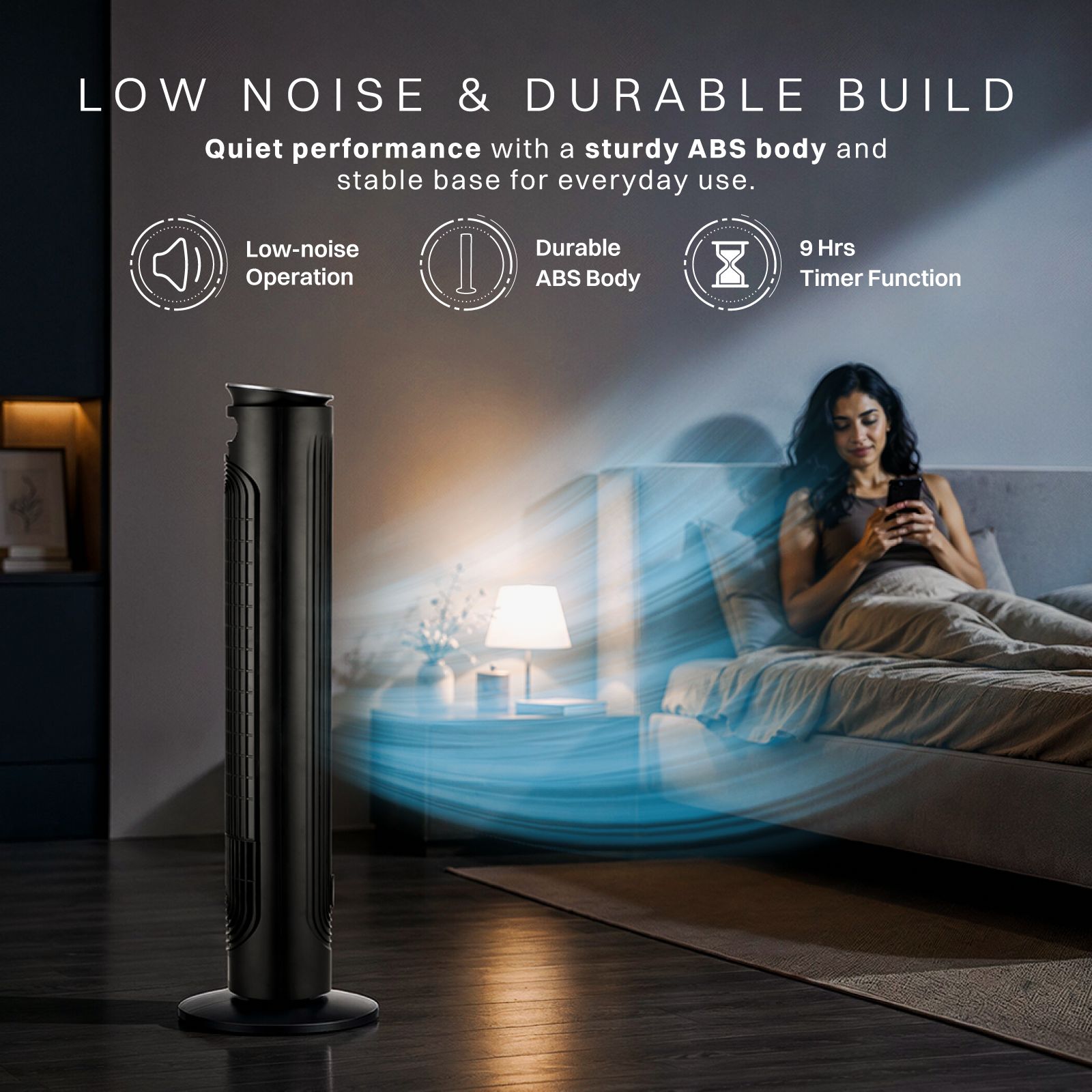 Croma Bladeless 1500 m3/hr Air Delivery Tower Fan with Remote Control (5 Speed Settings, Black)_8