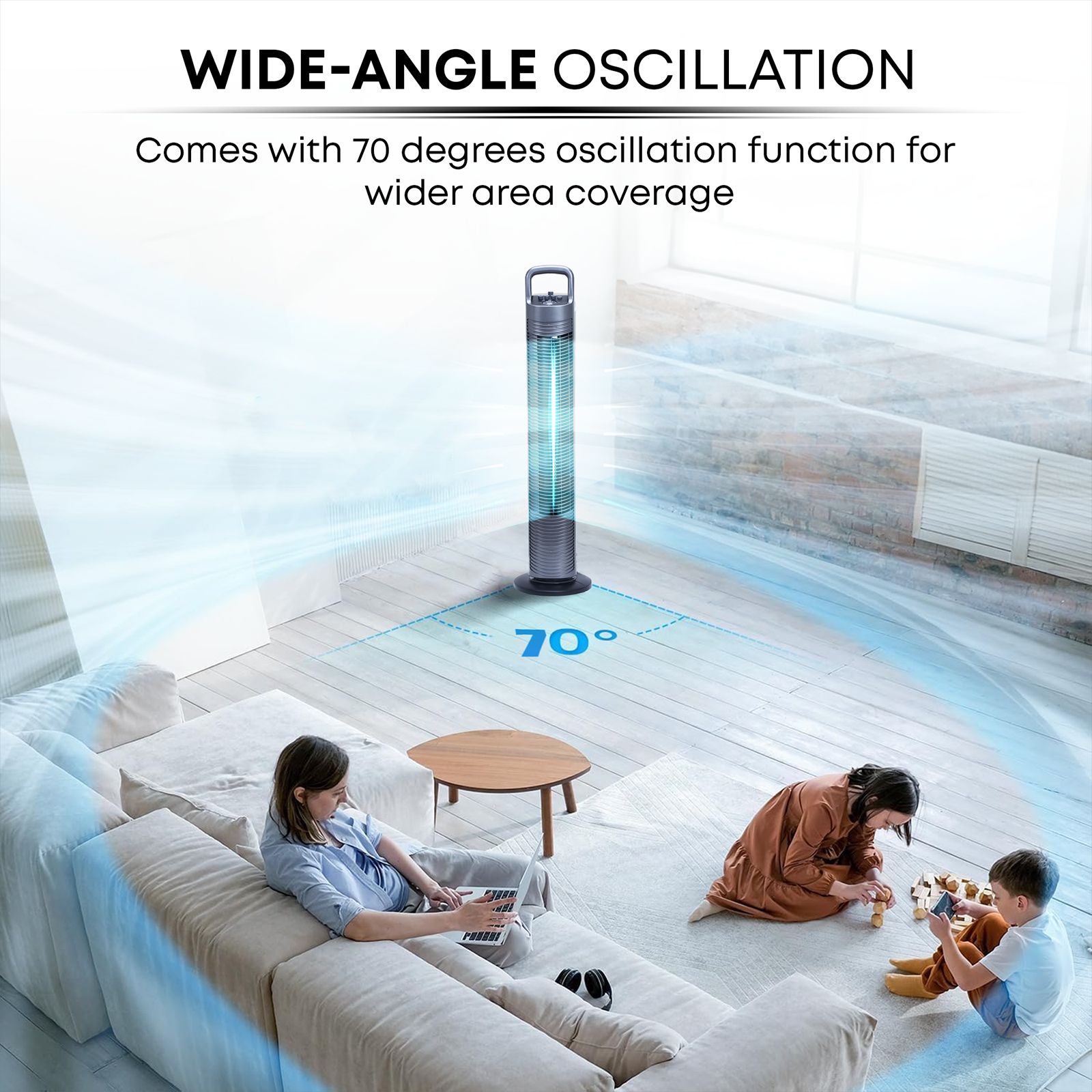 Croma Bladeless Tower Fan (3 Speed Settings, Grey)_4