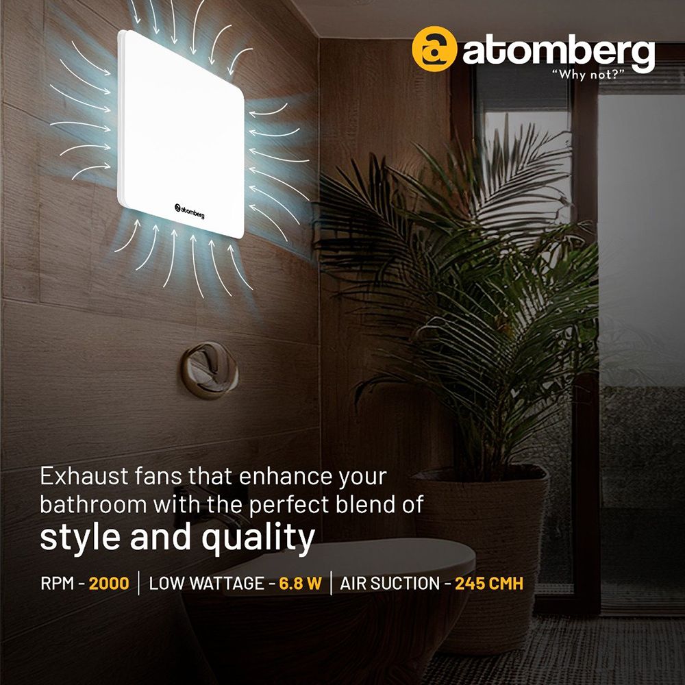atomberg Studio 6 Inch 150mm Exhaust Fan with BLDC Motor (Low Noise Operation, Gloss White)_5