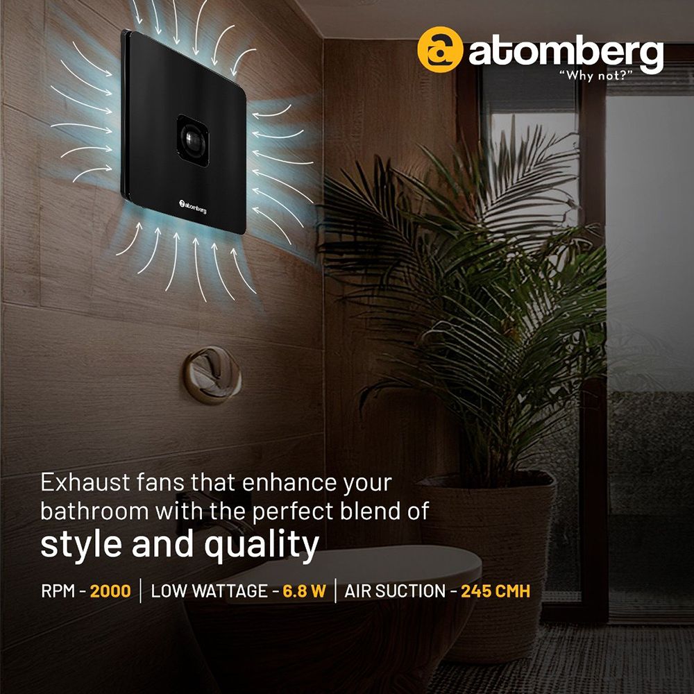 atomberg Studio Plus 6 Inch 150mm Exhaust Fan with BLDC Motor (Low Noise Operation, Gloss Black)_5