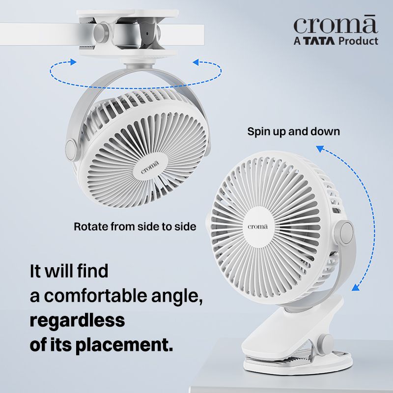 Croma 3 Blade Rechargeable Fan with 1800 mAh Battery (BLDC Motor,2026 model, White)_12