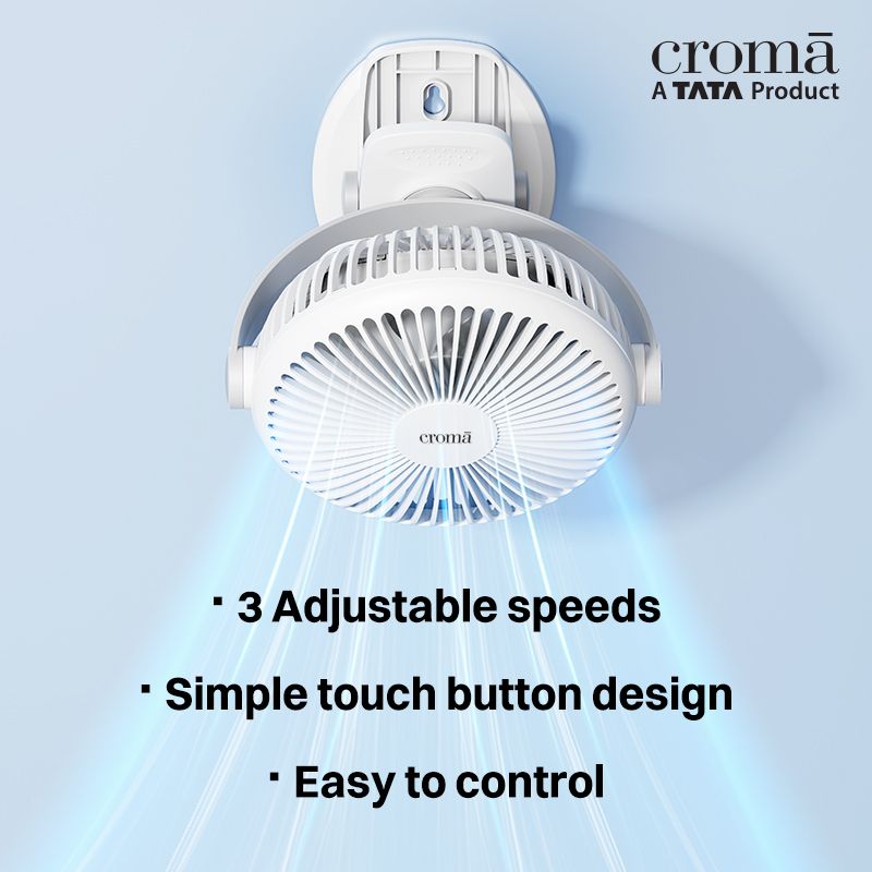 Croma 3 Blade Rechargeable Fan with 1800 mAh Battery (BLDC Motor,2026 model, White)_14