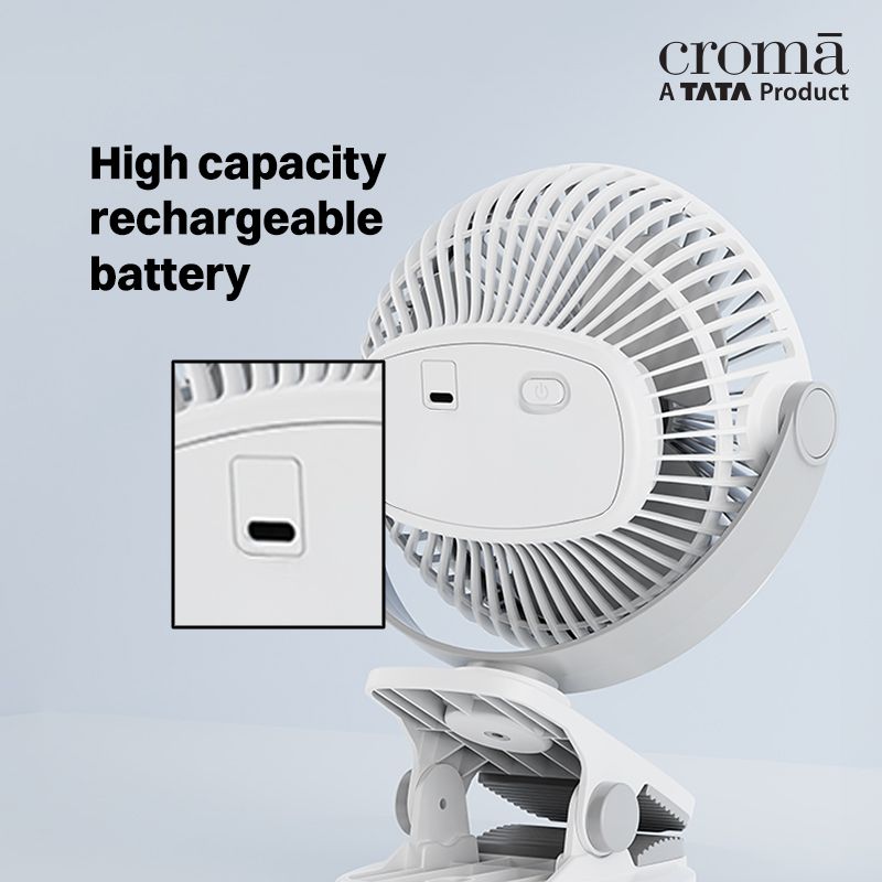 Croma 3 Blade Rechargeable Fan with 1800 mAh Battery (BLDC Motor,2026 model, White)_16