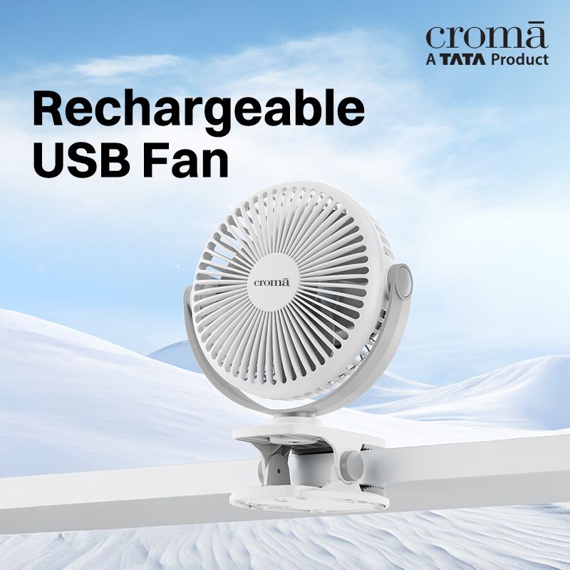 Croma 3 Blade Rechargeable Fan with 1800 mAh Battery (BLDC Motor,2026 model, White)_4