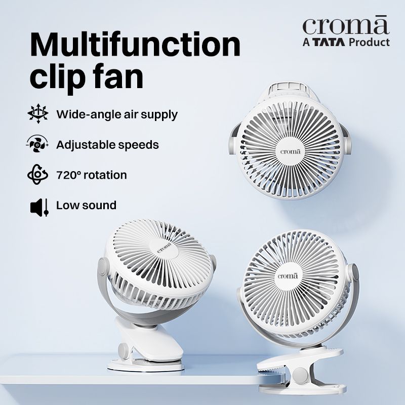 Croma 3 Blade Rechargeable Fan with 1800 mAh Battery (BLDC Motor,2026 model, White)_6