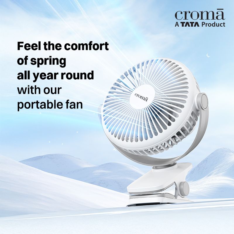 Croma 3 Blade Rechargeable Fan with 1800 mAh Battery (BLDC Motor,2026 model, White)_7