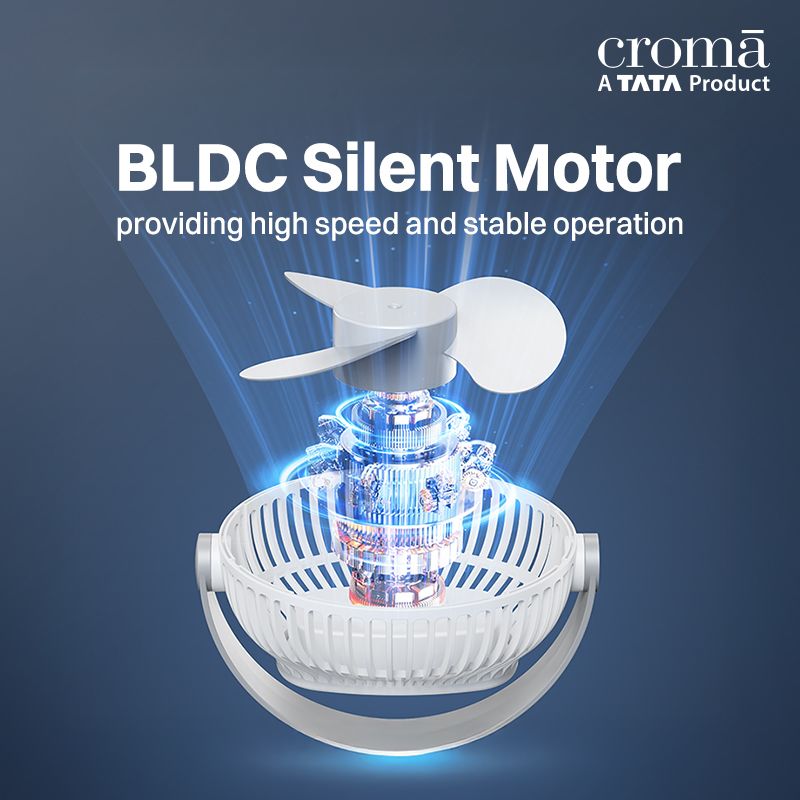 Croma 3 Blade Rechargeable Fan with 1800 mAh Battery (BLDC Motor,2026 model, White)_8