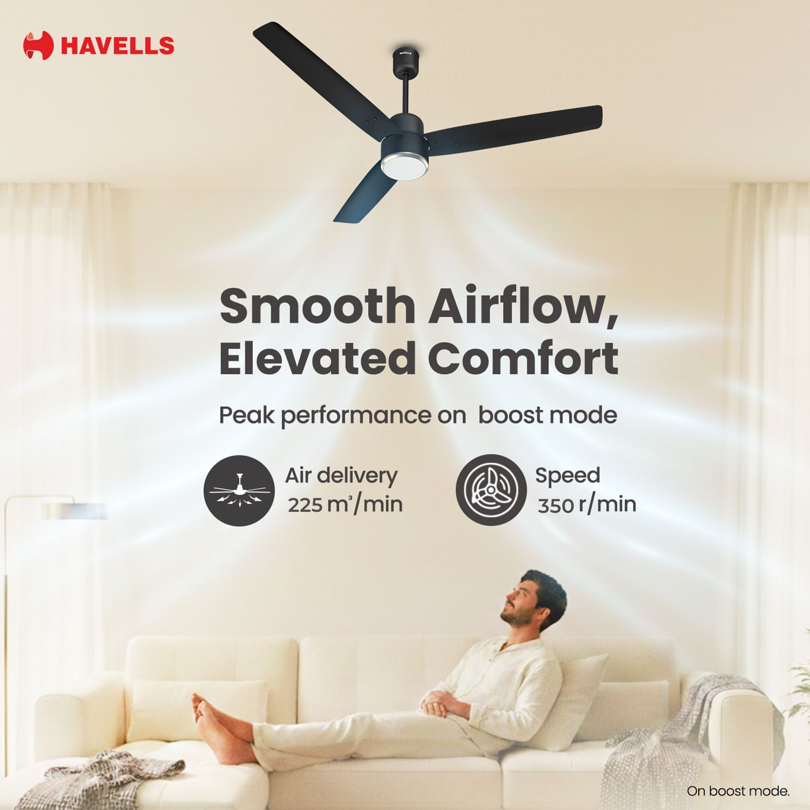 Havells Epic Underlight 5 Star 1200mm 3 Blade BLDC Motor Ceiling Fan with Remote (Reverse Rotation, Matt Black) Havells Epic Underlight 5 Star 1200mm 3 Blade BLDC Motor Ceiling Fan with Remote (Reverse Rotation, Matt Black)_6