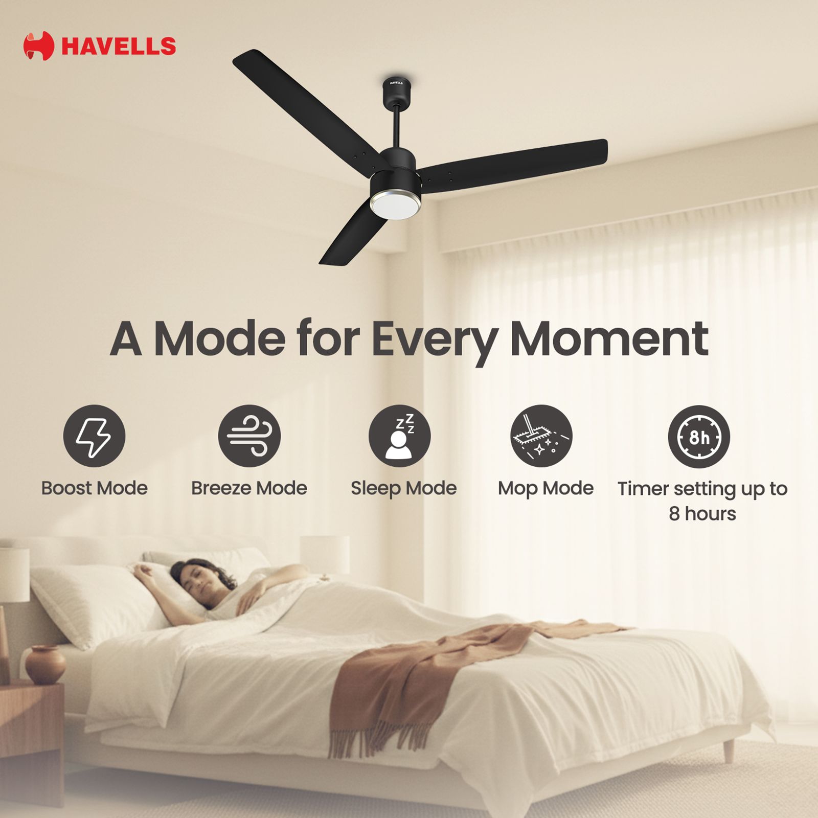 Havells Epic Underlight 5 Star 1200mm 3 Blade BLDC Motor Ceiling Fan with Remote (Reverse Rotation, Matt Black) Havells Epic Underlight 5 Star 1200mm 3 Blade BLDC Motor Ceiling Fan with Remote (Reverse Rotation, Matt Black)_8