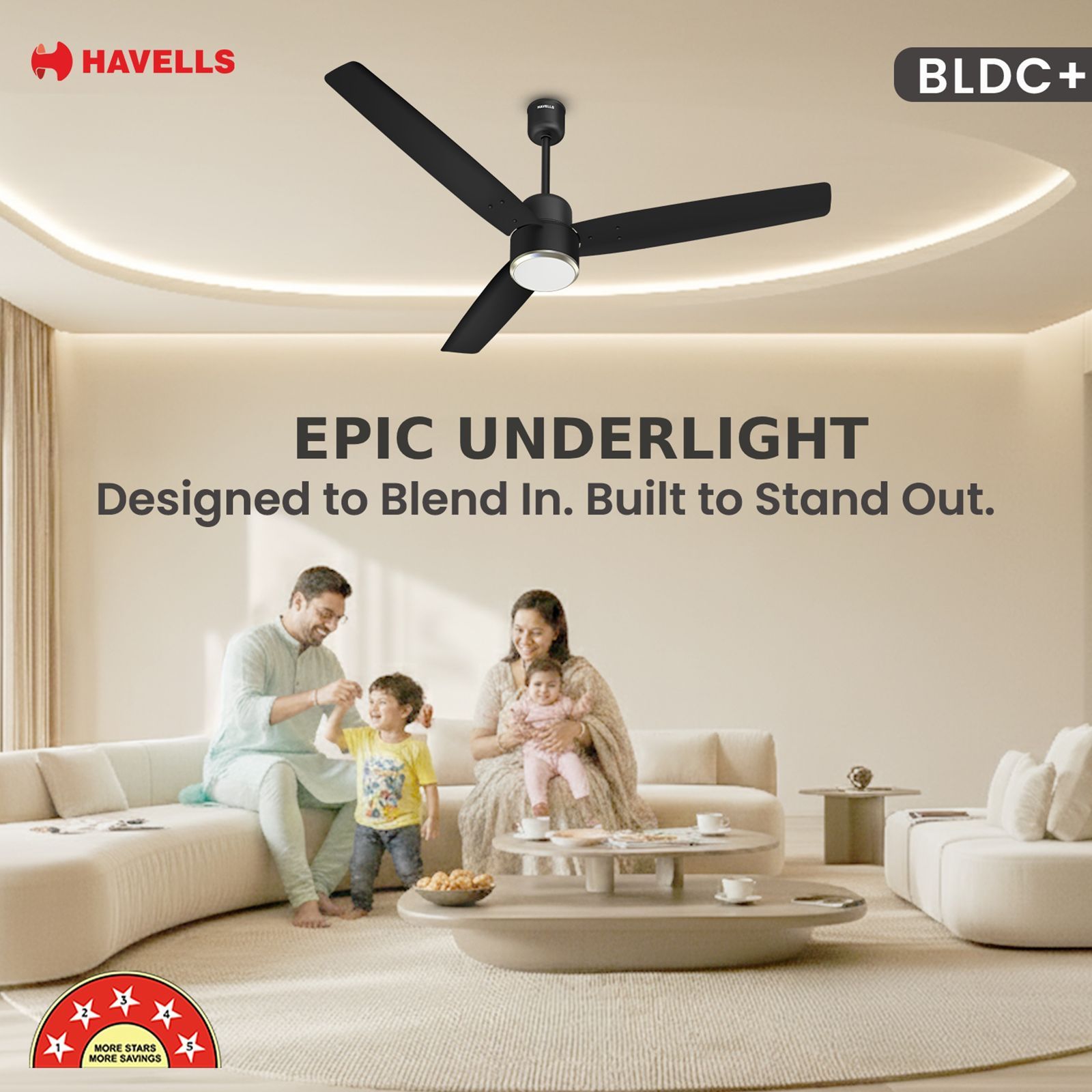 Havells Epic Underlight 5 Star 1200mm 3 Blade BLDC Motor Ceiling Fan with Remote (Reverse Rotation, Matt Black) Havells Epic Underlight 5 Star 1200mm 3 Blade BLDC Motor Ceiling Fan with Remote (Reverse Rotation, Matt Black)_10