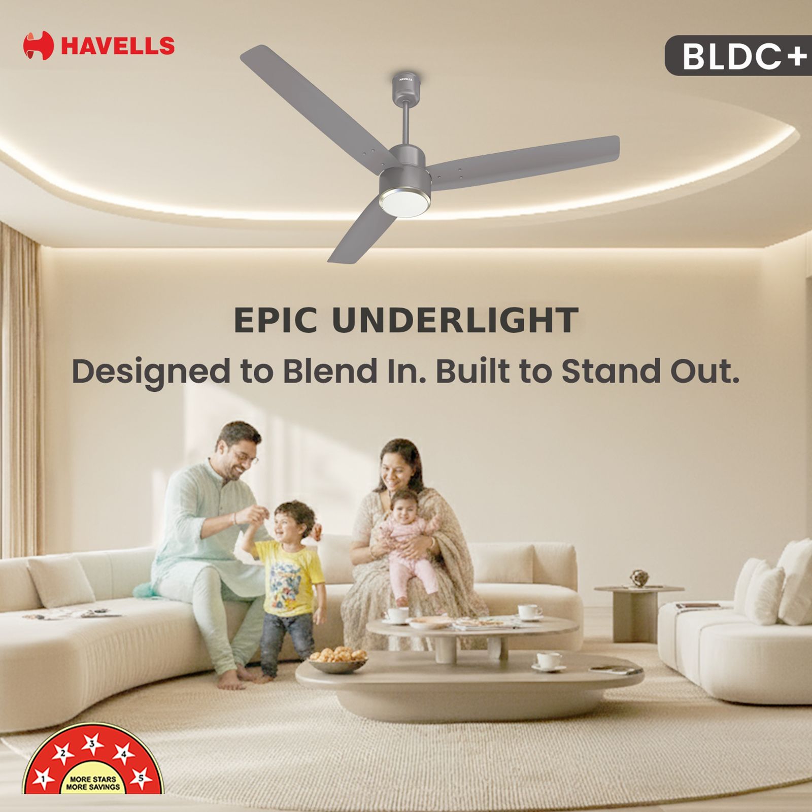 Havells Epic Underlight 5 Star 1200mm 3 Blade BLDC Motor Ceiling Fan with Remote (Reverse Rotation, Stone Grey) Havells Epic Underlight 5 Star 1200mm 3 Blade BLDC Motor Ceiling Fan with Remote (Reverse Rotation, Stone Grey)_6