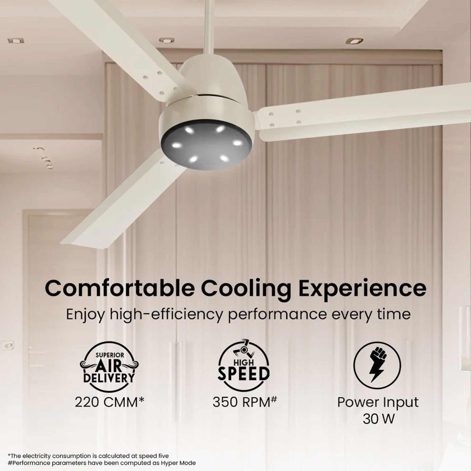 Crompton Energion NITEO 5 Star 1200mm 3 Blade BLDC Motor Ceiling Fan with Remote (Premium LED Lamp, Ivory) Crompton Energion NITEO 5 Star 1200mm 3 Blade BLDC Motor Ceiling Fan with Remote (Premium LED Lamp, Ivory)_4