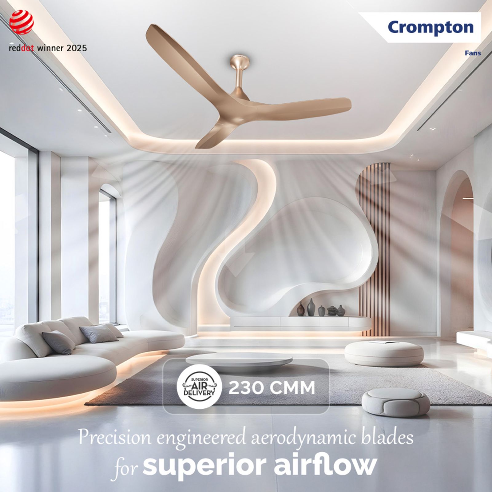Crompton Silent Pro Fluido Wave 1 Star 1200mm 3 Blade Linear Induction Motor Ceiling Fan (Anti Dust Design, Cinnamon Blush) Crompton Silent Pro Fluido Wave 1 Star 1200mm 3 Blade Linear Induction Motor Ceiling Fan (Anti Dust Design, Cinnamon Blush)_8