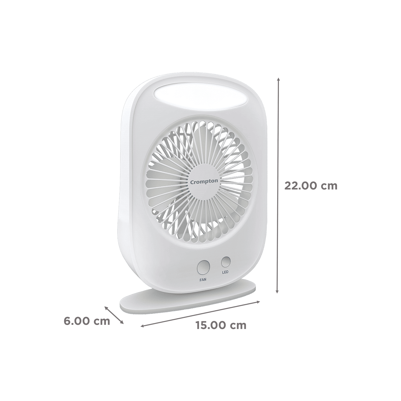 Crompton Glowair Zen 130mm 3 Blade Rechargeable Portable Fan with 2200mAH Battery (Lightweight, White)_2
