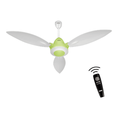 Usha Bloom Lily Glow 5 Star 1200mm 3 Blade BLDC Motor Technology Ceiling Fan with Remote (LED Underlight, White & Light Green)