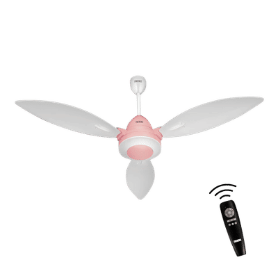 Usha Bloom Lily Glow 5 Star 1200mm 3 Blade BLDC Motor Technology Ceiling Fan with Remote (LED Underlight, White & Light Pink)