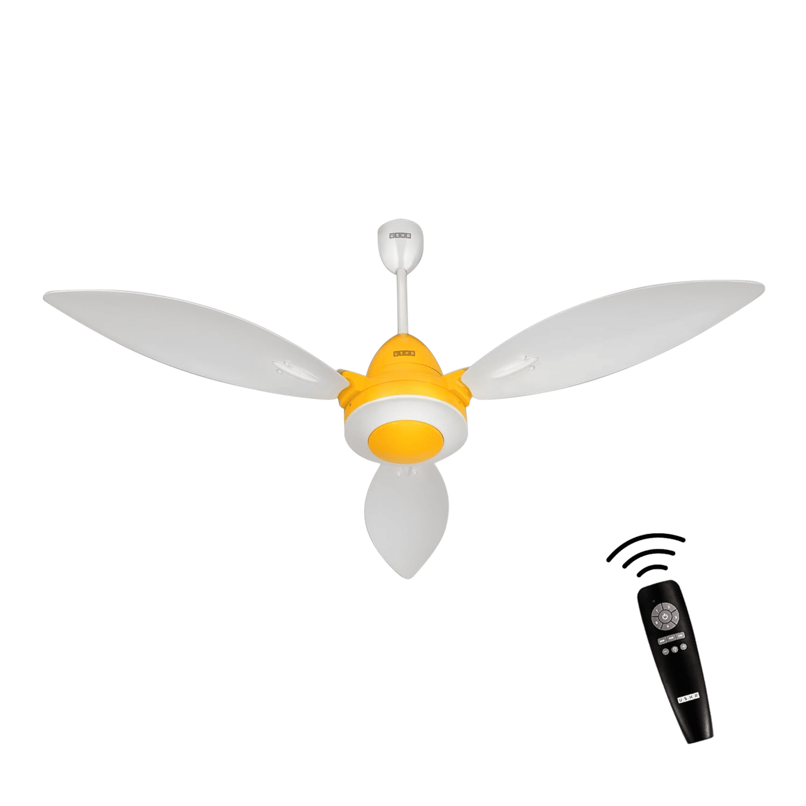 Usha Bloom Lily Glow 5 Star 1200mm 3 Blade BLDC Motor Technology Ceiling Fan with Remote (LED Underlight, White & Yellow)_1