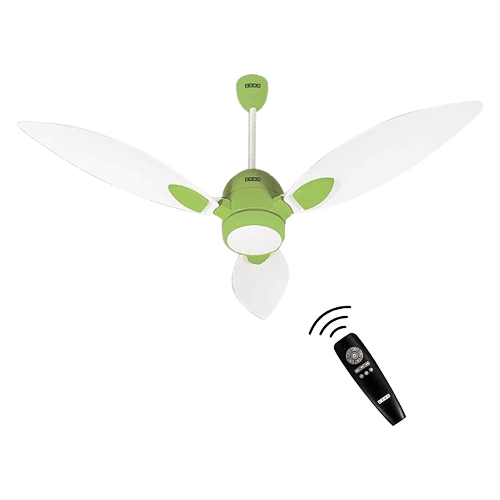 Usha Bloom Sunspire Glow 5 Star 1200mm 3 Blade BLDC Motor Technology Ceiling Fan with Remote (LED Underlight, White & Light Green)_1