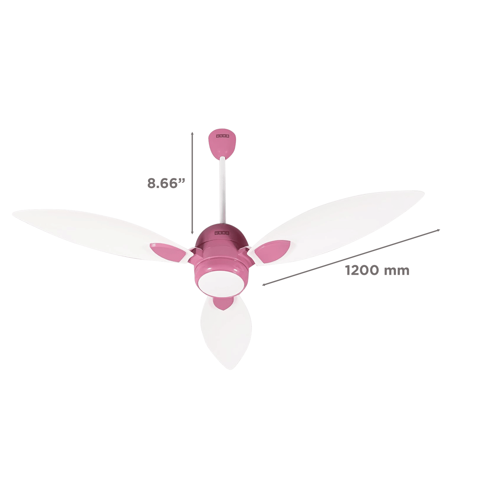 Usha Bloom Sunspire Glow 5 Star 1200mm 3 Blade BLDC Motor Technology Ceiling Fan with Remote (LED Underlight, White & Light Pink)_2
