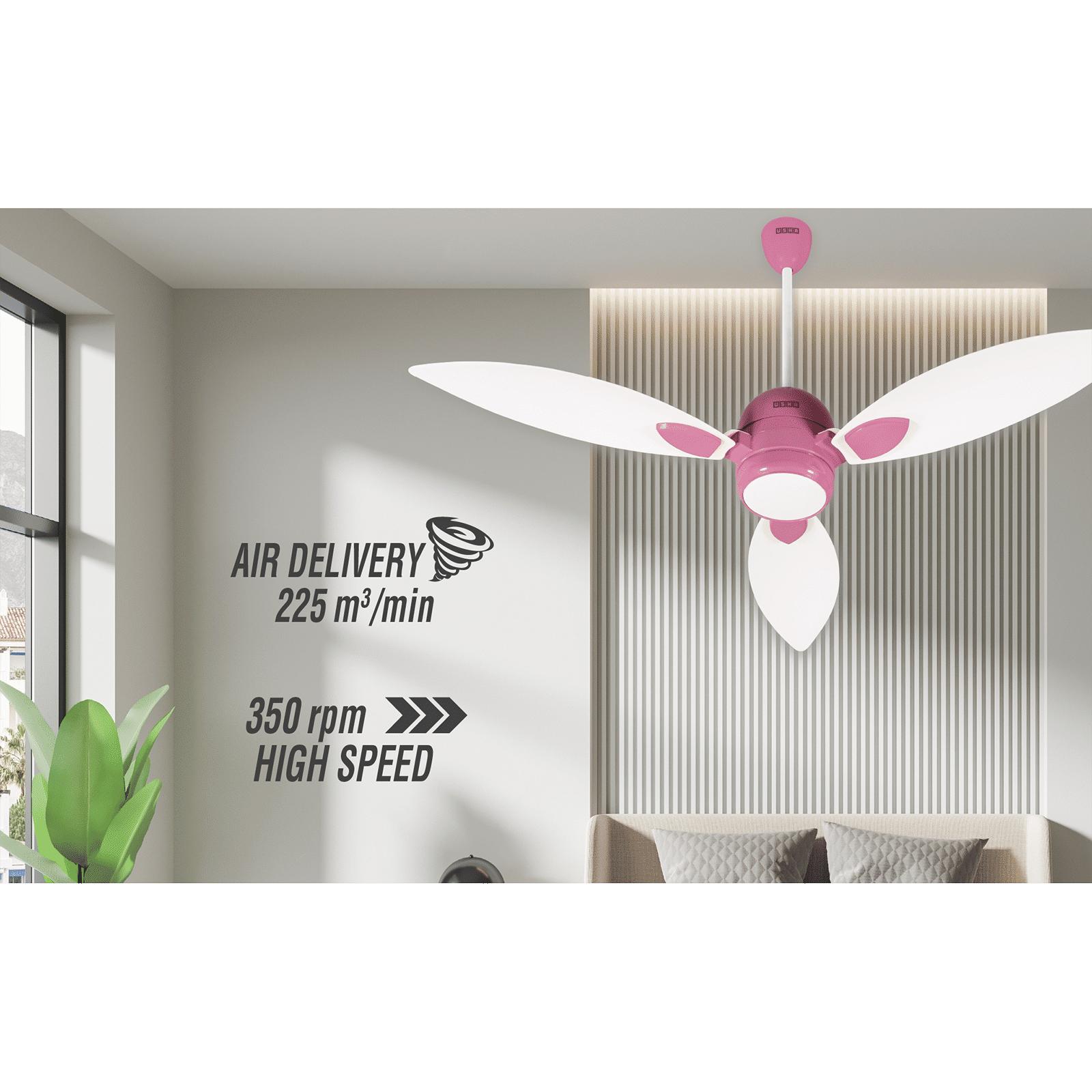 Usha Bloom Sunspire Glow 5 Star 1200mm 3 Blade BLDC Motor Technology Ceiling Fan with Remote (LED Underlight, White & Light Pink) Usha Bloom Sunspire Glow 5 Star 1200mm 3 Blade BLDC Motor Technology Ceiling Fan with Remote (LED Underlight, White & Light Pink)_5