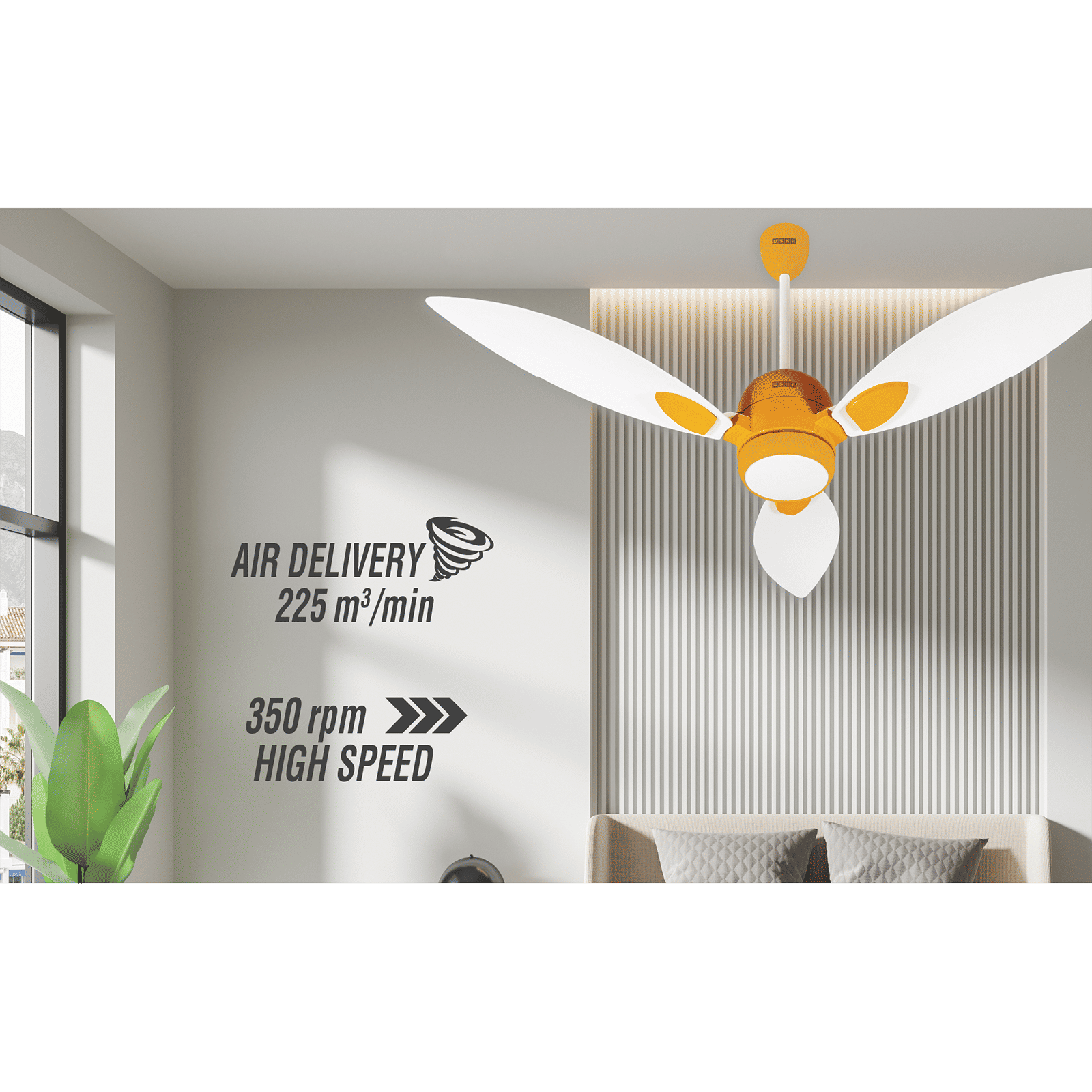 Usha Bloom Sunspire Glow 5 Star 1200mm 3 Blade BLDC Motor Technology Ceiling Fan with Remote (LED Underlight, White & Yellow) Usha Bloom Sunspire Glow 5 Star 1200mm 3 Blade BLDC Motor Technology Ceiling Fan with Remote (LED Underlight, White & Yellow)_5