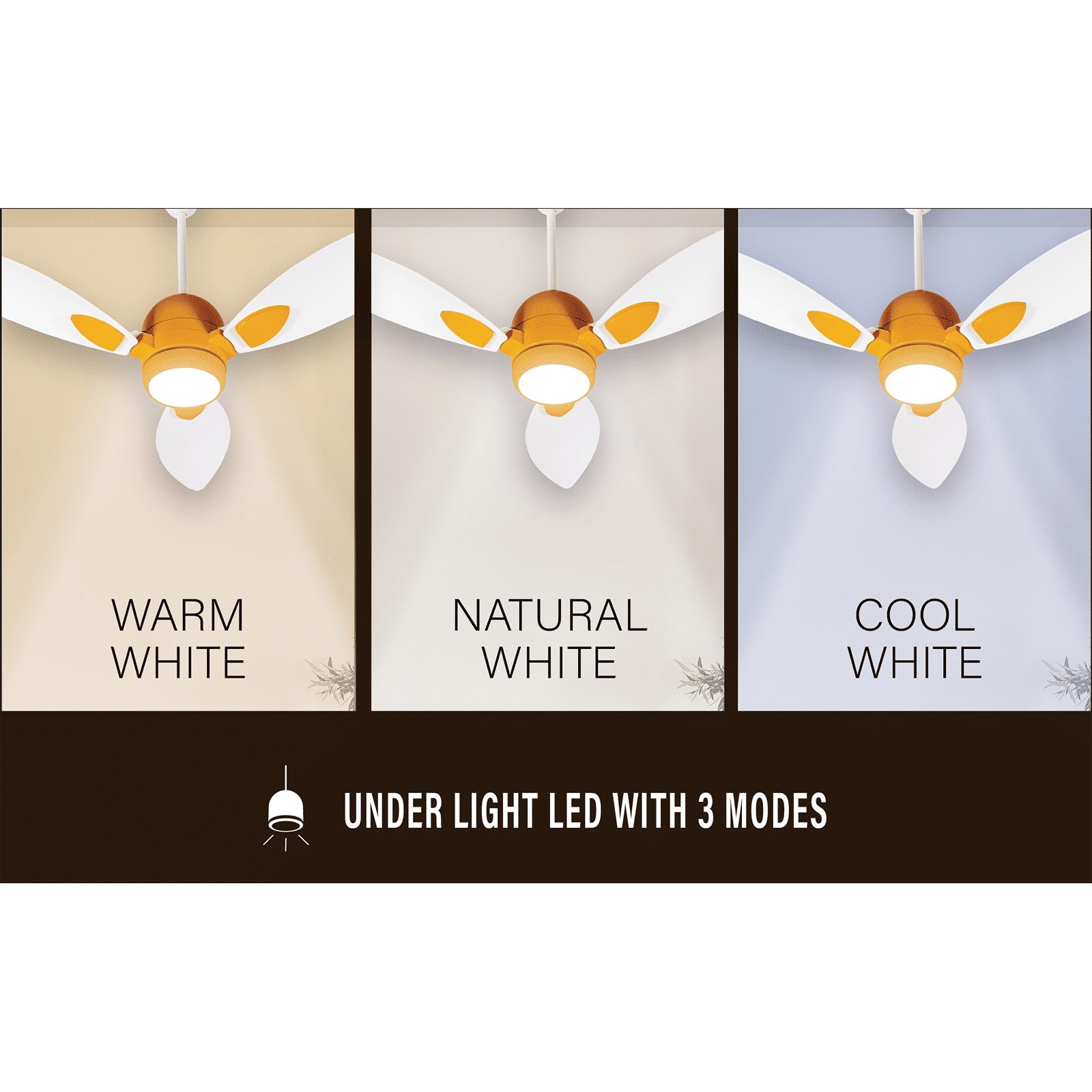 Usha Bloom Sunspire Glow 5 Star 1200mm 3 Blade BLDC Motor Technology Ceiling Fan with Remote (LED Underlight, White & Yellow) Usha Bloom Sunspire Glow 5 Star 1200mm 3 Blade BLDC Motor Technology Ceiling Fan with Remote (LED Underlight, White & Yellow)_6