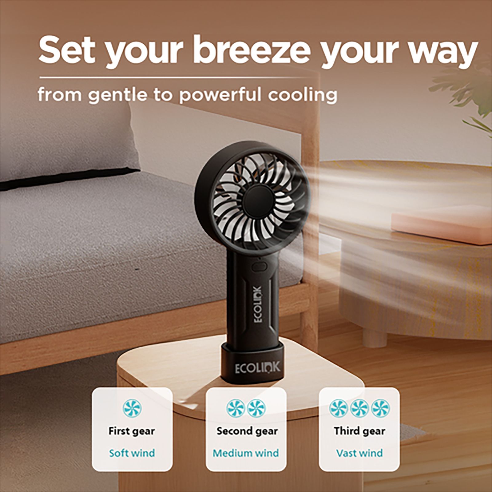 Ecolink Plus One 50mm 7 Blade Rechargeable Handheld Fan with 2000 mAh Battery (Portable, Black) Ecolink Plus One 50mm 7 Blade Rechargeable Handheld Fan with 2000 mAh Battery (Portable, Black)_8