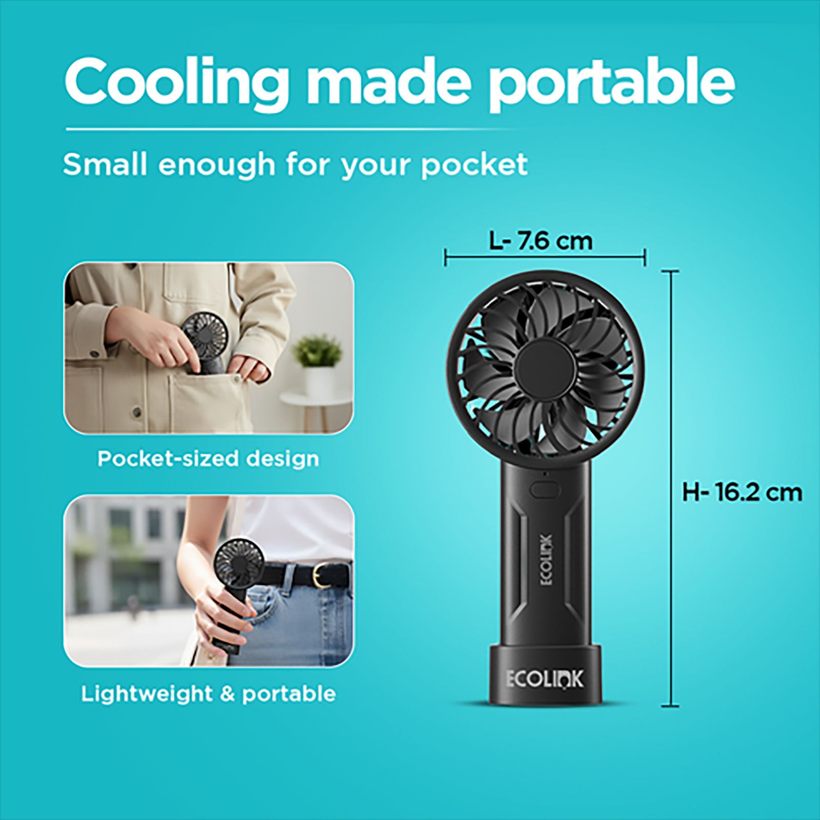 Ecolink Plus One 50mm 7 Blade Rechargeable Handheld Fan with 2000 mAh Battery (Portable, Black) Ecolink Plus One 50mm 7 Blade Rechargeable Handheld Fan with 2000 mAh Battery (Portable, Black)_9