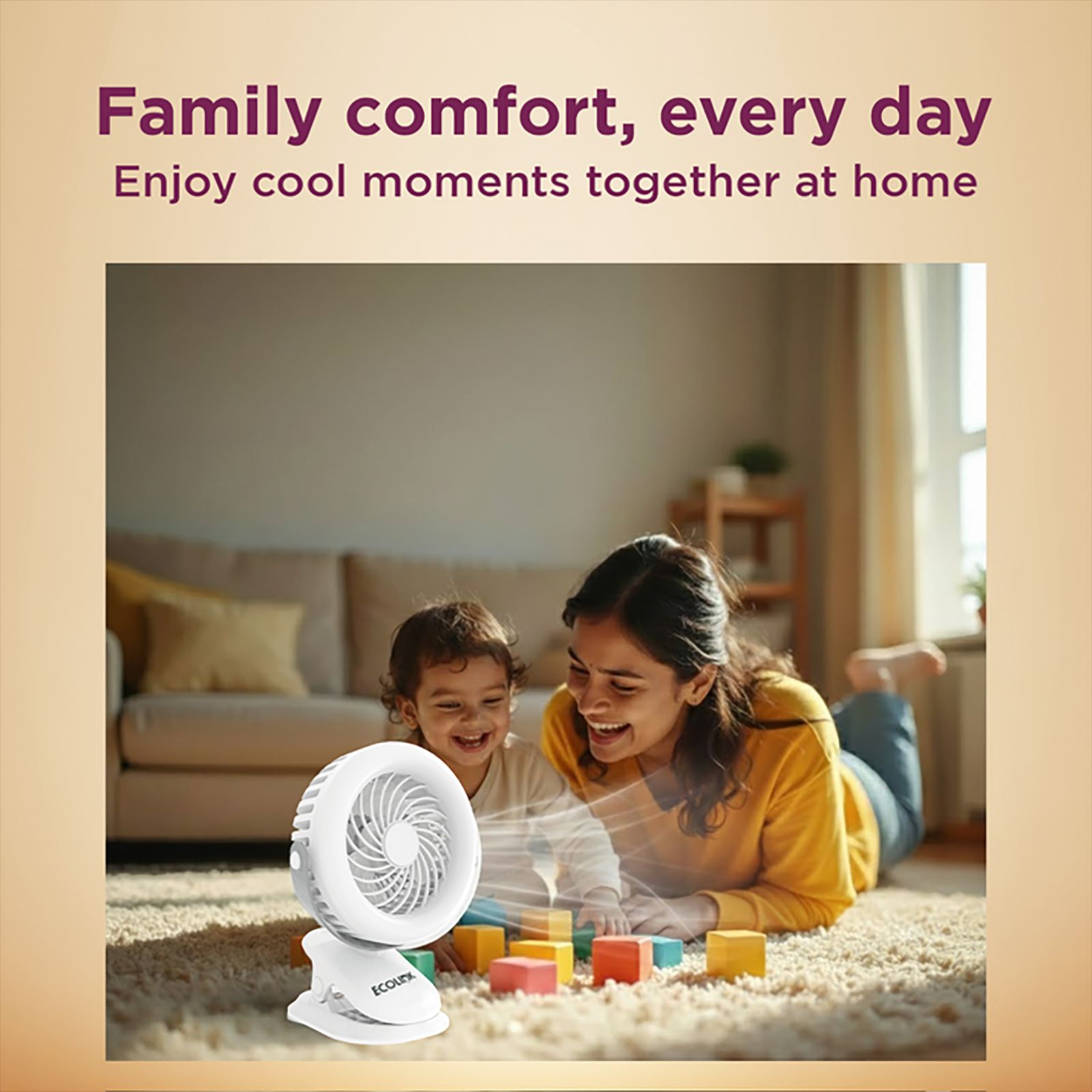 Ecolink Clip Me 100mm 3 Blade Rechargeable Personal Fan with 2000 mAh Battery (Efficient Airflow, White)_6