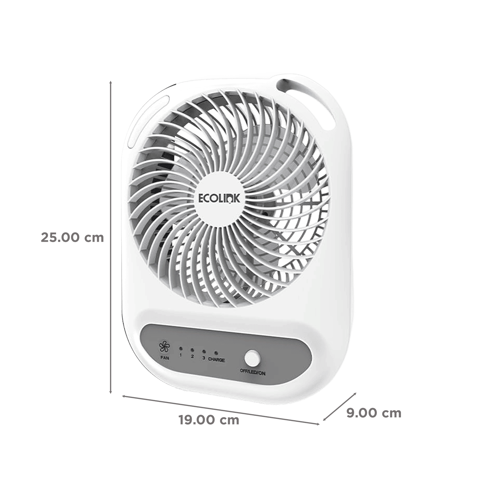 Ecolink Comfy Pro 150mm 3 Blade Rechargeable Personal Mini Fan with 3000 mAh Battery (Powerful Airflow, White & Grey)_2